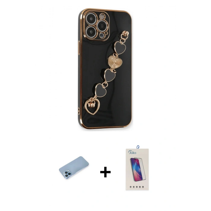 MARSİLYAN™- iPhone 13 Pro Max Kılıf Nova Işık Prime - Siyah Joko 5D Cam + Shine Kamera Lens Koruma Cam - MI