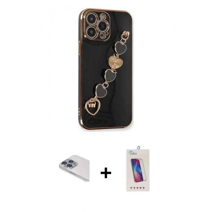 MARSİLYAN™- iPhone 13 Pro Max Kılıf Nova Işık Prime - Siyah Joko 5D Cam + Sierra Blue Pers Alüminyum Kamera Lens
