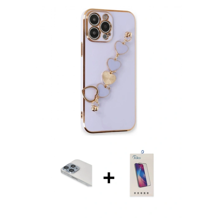 MARSİLYAN™- iPhone 13 Pro Max Kılıf Nova Işık Prime - Siyah Joko 5D Cam + Sierra Blue Pers Alüminyum Kamera Lens