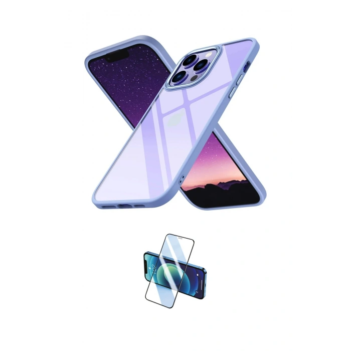 MARSİLYAN™- iPhone 13 Pro Max Kılıf Nova Işık Serisi - Siyah 3D Antistatik Cam Ekran Koruyucu