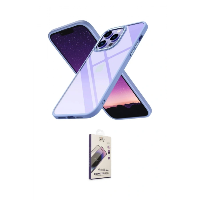 MARSİLYAN™- iPhone 13 Pro Max Kılıf Nova Işık Serisi - Siyah Bilvis 3D Mat Cam Ekran Koruyucu