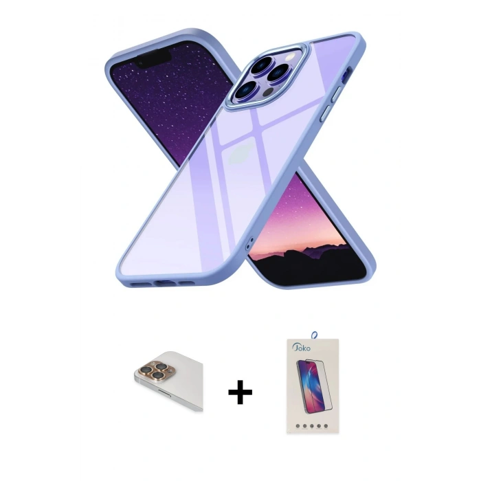 MARSİLYAN™- iPhone 13 Pro Max Kılıf Nova Işık Serisi - Siyah Joko 5D Cam + Gold Pers Alüminyum Kamera Lens