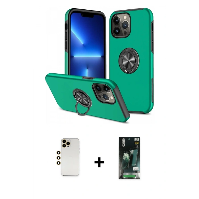 MARSİLYAN™- iPhone 13 Pro Max Kılıf Odak Form Prime - Şeffaf 360 Full Body Arka Koruyucu + Shine Kamera Lens - GD