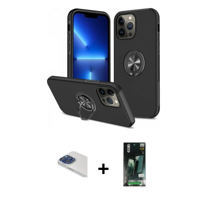 MARSİLYAN™- iPhone 13 Pro Max Kılıf Odak Form Prime - Şeffaf 360 Full Body Arka Koruyucu + Pers Alüminyum Kamera Lens - LT