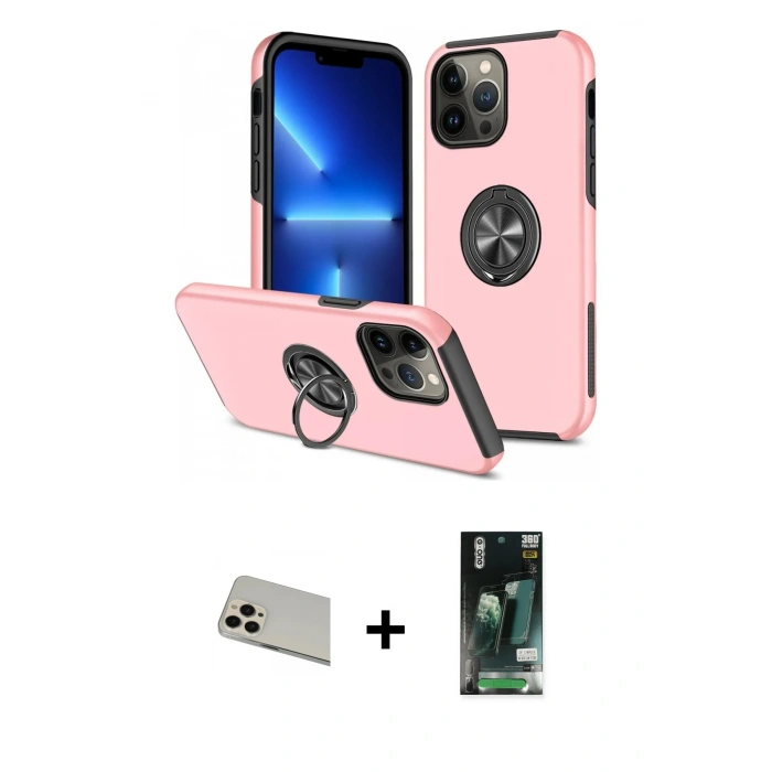 MARSİLYAN™- iPhone 13 Pro Max Kılıf Odak Form Prime - Şeffaf 360 Full Body Arka Koruyucu + Rainbow Kamera Lens Koruma Cam - REGD