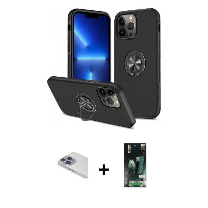 MARSİLYAN™- iPhone 13 Pro Max Kılıf Odak Form Prime - Şeffaf 360 Full Body Arka Koruyucu + Sierra Blue Pers Alüminyum Kamera Lens