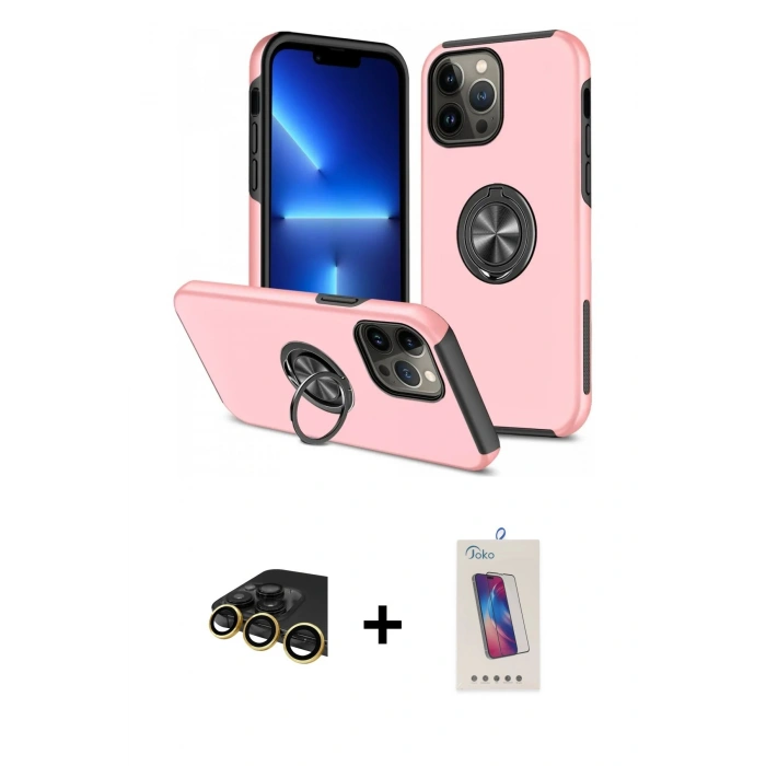 MARSİLYAN™- iPhone 13 Pro Max Kılıf Odak Form Prime - Siyah Joko 5D Cam + Raze Metal Kamera Lens - GD