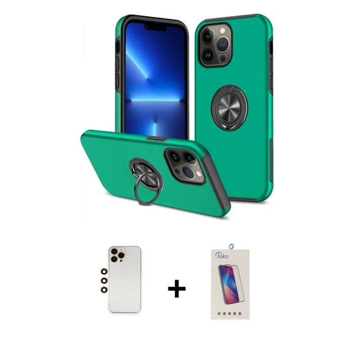 MARSİLYAN™- iPhone 13 Pro Max Kılıf Odak Form Prime - Siyah Joko 5D Cam + Shine Kamera Lens - GD