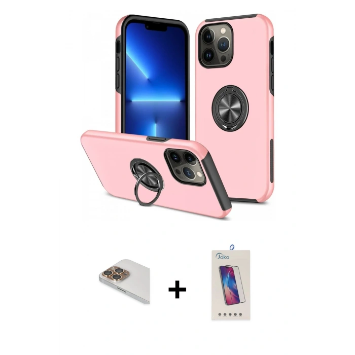 MARSİLYAN™- iPhone 13 Pro Max Kılıf Odak Form Prime - Siyah Joko 5D Cam + Pers Alüminyum Kamera Lens - GD