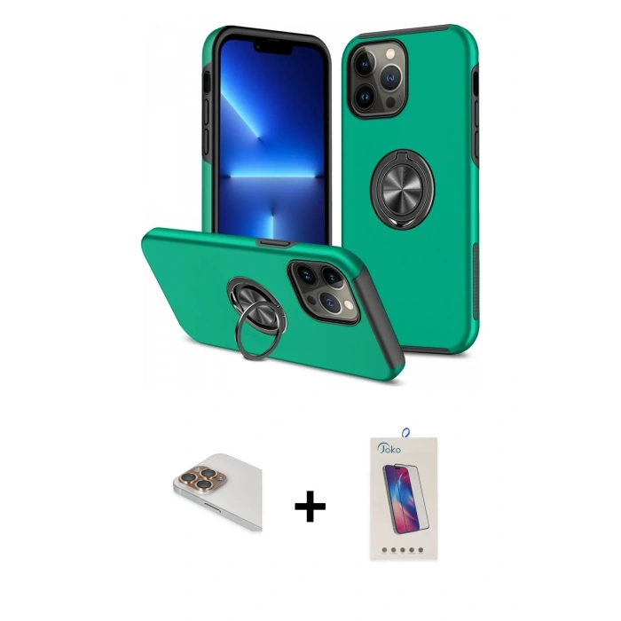MARSİLYAN™- iPhone 13 Pro Max Kılıf Odak Form Prime - Siyah Joko 5D Cam + Pers Alüminyum Kamera Lens - GD