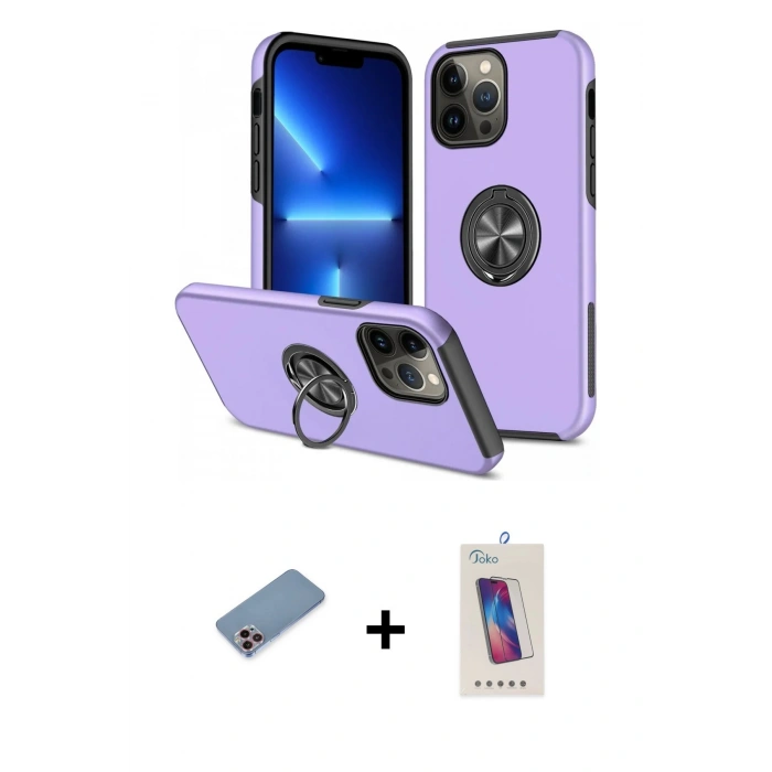 MARSİLYAN™- iPhone 13 Pro Max Kılıf Odak Form Prime - Siyah Joko 5D Cam + Shine Kamera Lens Koruma Cam - PE