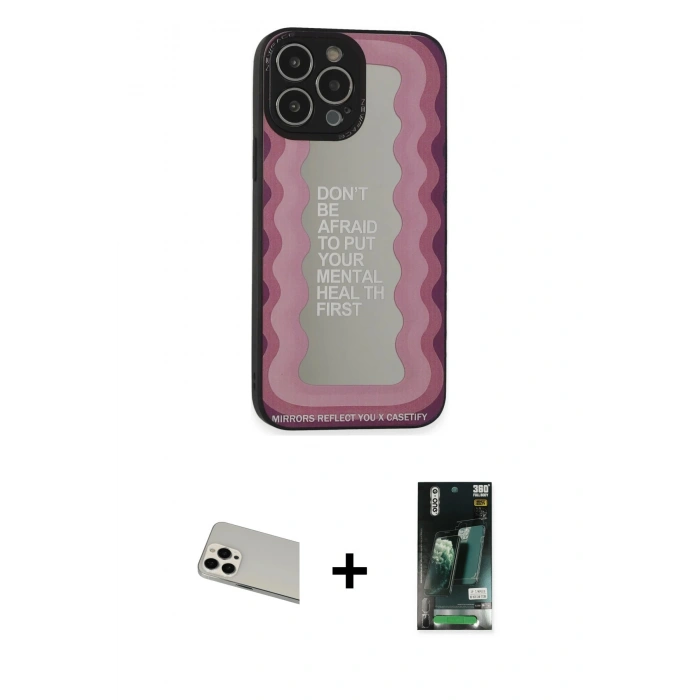 MARSİLYAN™- iPhone 13 Pro Max Kılıf Odak Klasik Serisi - Şeffaf 360 Full Body Arka Koruyucu + Rainbow Kamera Lens Koruma Cam - BZ