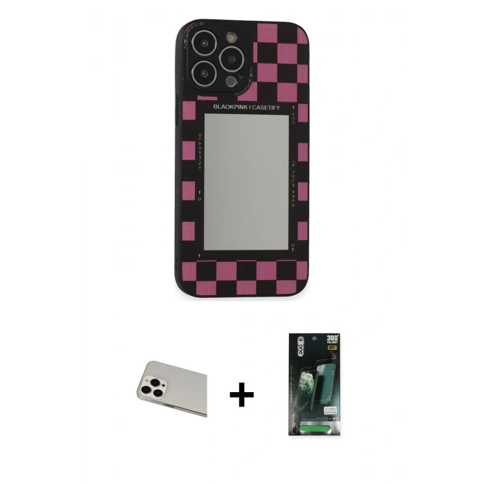 MARSİLYAN™- iPhone 13 Pro Max Kılıf Odak Klasik Serisi - Şeffaf 360 Full Body Arka Koruyucu + Rainbow Kamera Lens Koruma Cam - BZ