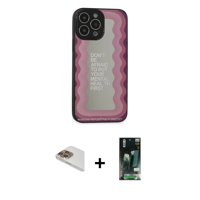 MARSİLYAN™- iPhone 13 Pro Max Kılıf Odak Klasik Serisi - Şeffaf 360 Full Body Arka Koruyucu + Pers Alüminyum Kamera Lens - GD