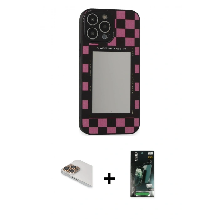 MARSİLYAN™- iPhone 13 Pro Max Kılıf Odak Klasik Serisi - Şeffaf 360 Full Body Arka Koruyucu + Pers Alüminyum Kamera Lens - GD