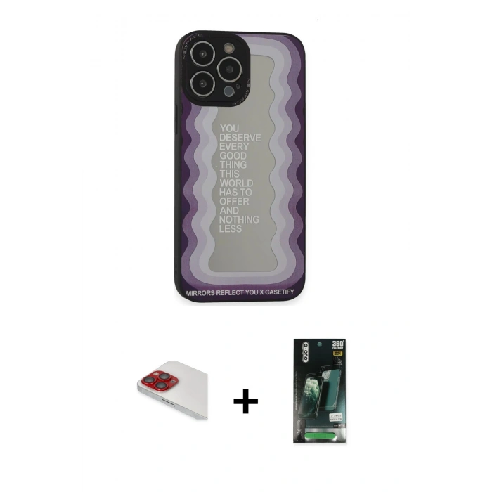 MARSİLYAN™- iPhone 13 Pro Max Kılıf Odak Klasik Serisi - Şeffaf 360 Full Body Arka Koruyucu + Pers Alüminyum Kamera Lens - KI