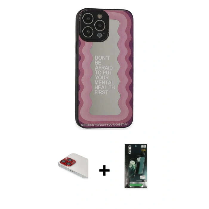 MARSİLYAN™- iPhone 13 Pro Max Kılıf Odak Klasik Serisi - Şeffaf 360 Full Body Arka Koruyucu + Pers Alüminyum Kamera Lens - KI