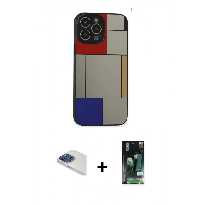MARSİLYAN™- iPhone 13 Pro Max Kılıf Odak Klasik Serisi - Şeffaf 360 Full Body Arka Koruyucu + Pers Alüminyum Kamera Lens - LT