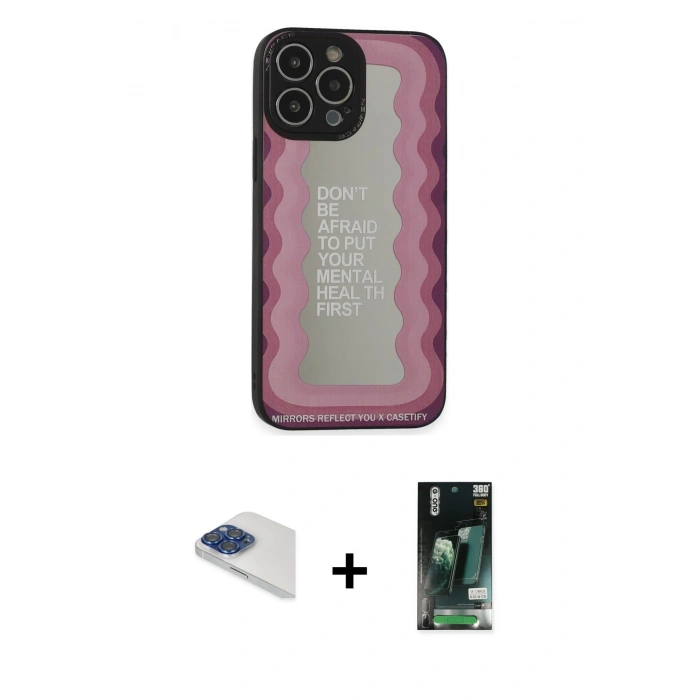 MARSİLYAN™- iPhone 13 Pro Max Kılıf Odak Klasik Serisi - Şeffaf 360 Full Body Arka Koruyucu + Pers Alüminyum Kamera Lens - LT
