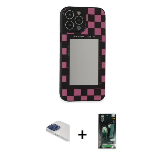MARSİLYAN™- iPhone 13 Pro Max Kılıf Odak Klasik Serisi - Şeffaf 360 Full Body Arka Koruyucu + Pers Alüminyum Kamera Lens - LT