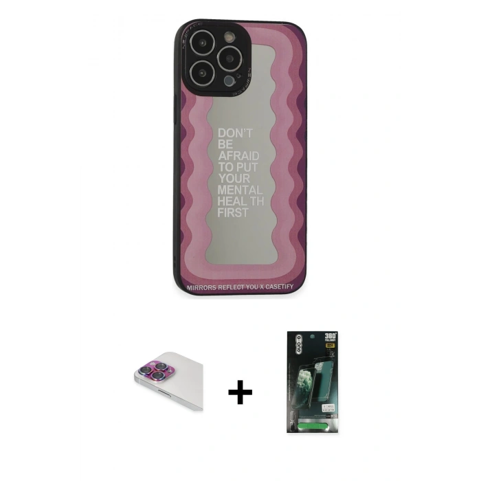 MARSİLYAN™- iPhone 13 Pro Max Kılıf Odak Klasik Serisi - Şeffaf 360 Full Body Arka Koruyucu + Pers Alüminyum Kamera Lens - GI