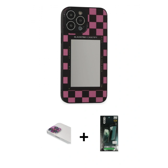 MARSİLYAN™- iPhone 13 Pro Max Kılıf Odak Klasik Serisi - Şeffaf 360 Full Body Arka Koruyucu + Pers Alüminyum Kamera Lens - GI