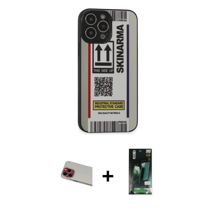 MARSİLYAN™- iPhone 13 Pro Max Kılıf Odak Klasik Serisi - Şeffaf 360 Full Body Arka Koruyucu + Rainbow Kamera Lens Koruma Cam - KI