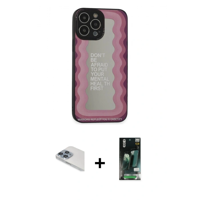 MARSİLYAN™- iPhone 13 Pro Max Kılıf Odak Klasik Serisi - Şeffaf 360 Full Body Arka Koruyucu + Sierra Blue Pers Alüminyum Kamera Lens