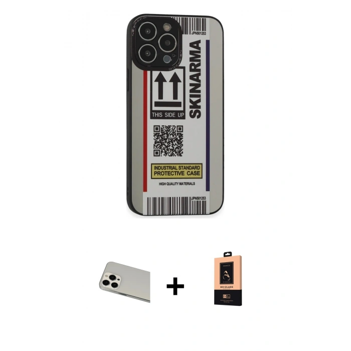 MARSİLYAN™- iPhone 13 Pro Max Kılıf Odak Klasik Serisi - Şeffaf Maxco Cam Ekran Koruyucu + Rainbow Kamera Lens Koruma Cam - BZ