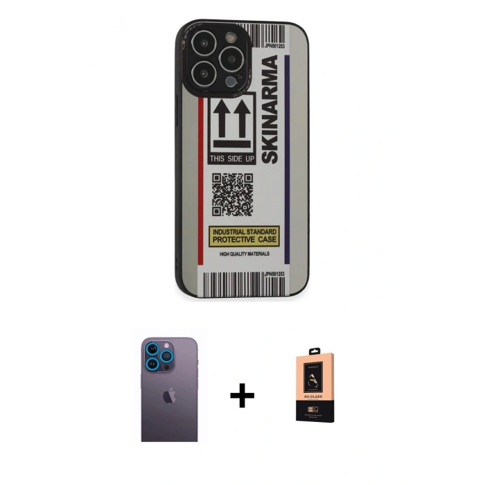 MARSİLYAN™- iPhone 13 Pro Max Kılıf Odak Klasik Serisi - Şeffaf Maxco Cam Ekran Koruyucu + Neon Fosforlu Kamera Lens - MI