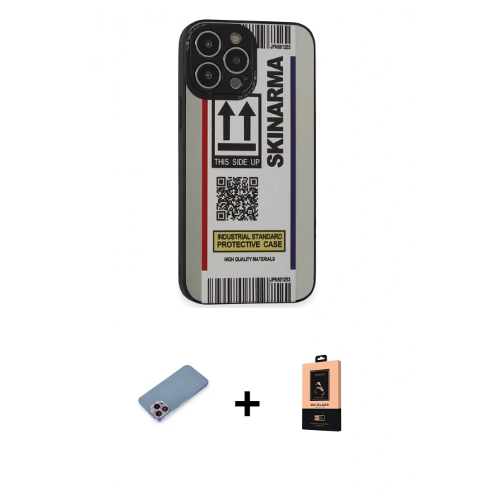 MARSİLYAN™- iPhone 13 Pro Max Kılıf Odak Klasik Serisi - Şeffaf Maxco Cam Ekran Koruyucu + Shine Kamera Lens Koruma Cam - PE