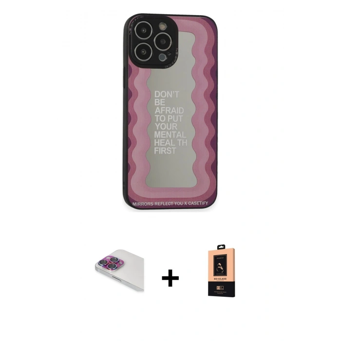 MARSİLYAN™- iPhone 13 Pro Max Kılıf Odak Klasik Serisi - Şeffaf Maxco Cam Ekran Koruyucu + Pers Alüminyum Kamera Lens - GI