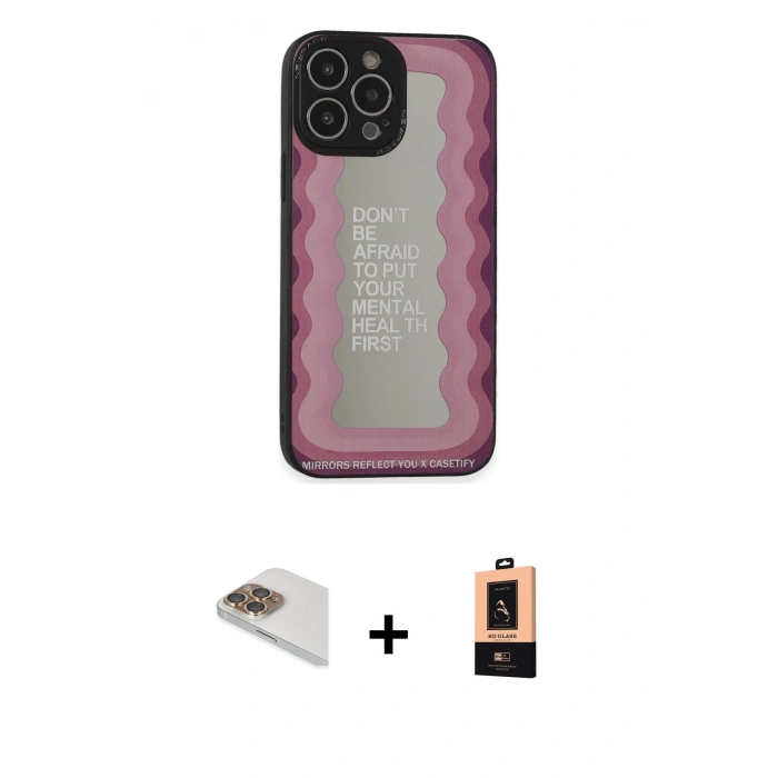 MARSİLYAN™- iPhone 13 Pro Max Kılıf Odak Klasik Serisi - Şeffaf Maxco Cam Ekran Koruyucu + Pers Alüminyum Kamera Lens - GD