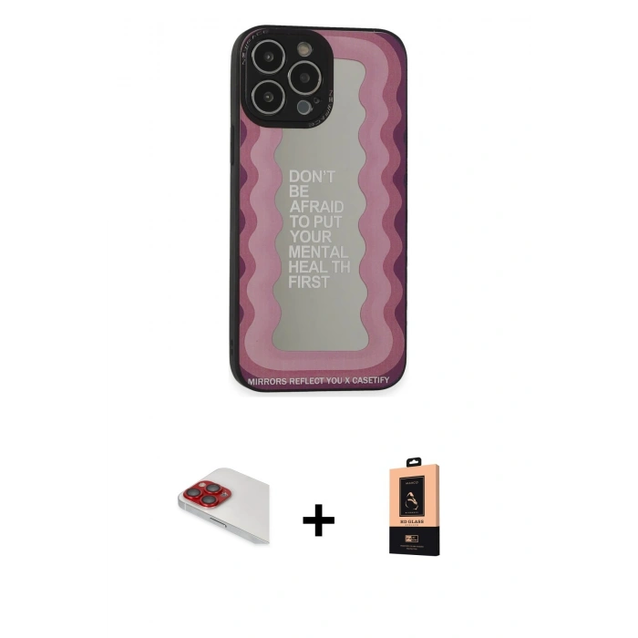 MARSİLYAN™- iPhone 13 Pro Max Kılıf Odak Klasik Serisi - Şeffaf Maxco Cam Ekran Koruyucu + Pers Alüminyum Kamera Lens - KI