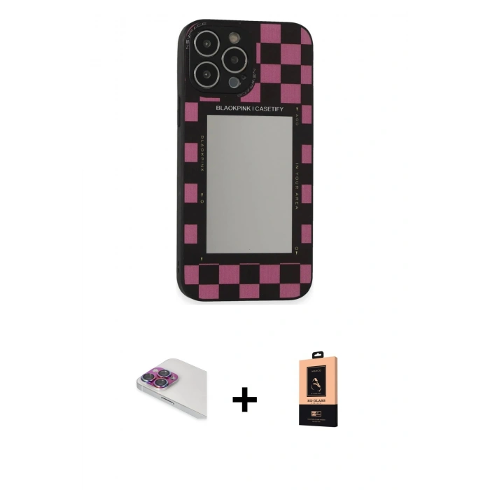 MARSİLYAN™- iPhone 13 Pro Max Kılıf Odak Klasik Serisi - Şeffaf Maxco Cam Ekran Koruyucu + Pers Alüminyum Kamera Lens - GI
