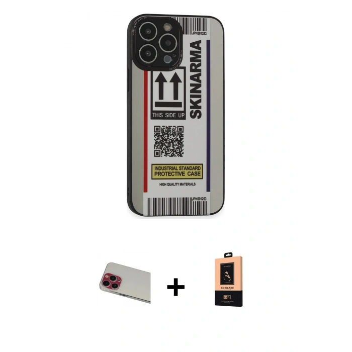 MARSİLYAN™- iPhone 13 Pro Max Kılıf Odak Klasik Serisi - Şeffaf Maxco Cam Ekran Koruyucu + Rainbow Kamera Lens Koruma Cam - KI