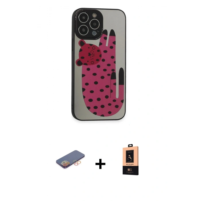 MARSİLYAN™- iPhone 13 Pro Max Kılıf Odak Klasik Serisi - Şeffaf Maxco Cam Ekran Koruyucu + Renkli Kamera Lens Koruma Cam - TU
