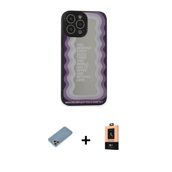 MARSİLYAN™- iPhone 13 Pro Max Kılıf Odak Klasik Serisi - Şeffaf Maxco Cam Ekran Koruyucu + Shine Kamera Lens Koruma Cam - GI