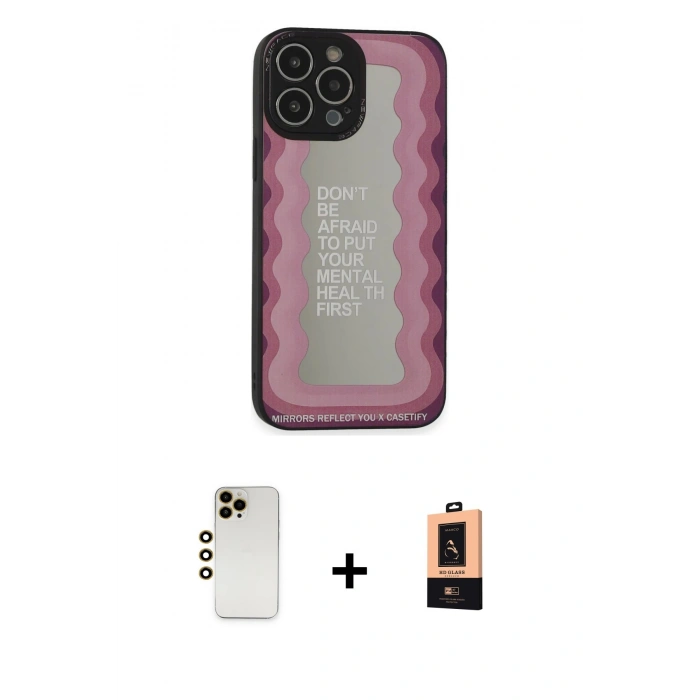 MARSİLYAN™- iPhone 13 Pro Max Kılıf Odak Klasik Serisi - Şeffaf Maxco Cam Ekran Koruyucu + Shine Kamera Lens - GD