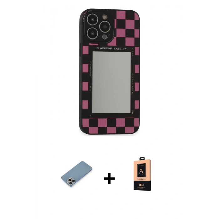 MARSİLYAN™- iPhone 13 Pro Max Kılıf Odak Klasik Serisi - Şeffaf Maxco Cam Ekran Koruyucu + Shine Kamera Lens Koruma Cam - GI