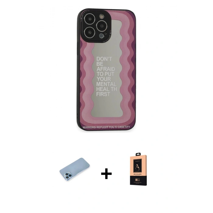 MARSİLYAN™- iPhone 13 Pro Max Kılıf Odak Klasik Serisi - Şeffaf Maxco Cam Ekran Koruyucu + Shine Kamera Lens Koruma Cam - MI