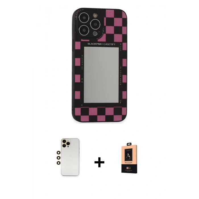 MARSİLYAN™- iPhone 13 Pro Max Kılıf Odak Klasik Serisi - Şeffaf Maxco Cam Ekran Koruyucu + Shine Kamera Lens - GD