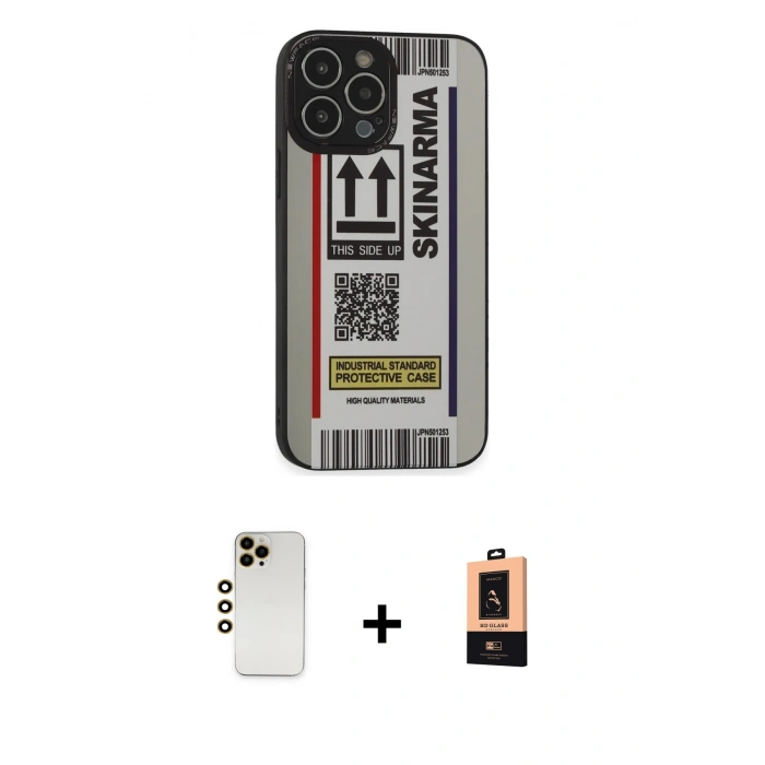 MARSİLYAN™- iPhone 13 Pro Max Kılıf Odak Klasik Serisi - Şeffaf Maxco Cam Ekran Koruyucu + Shine Kamera Lens - GD