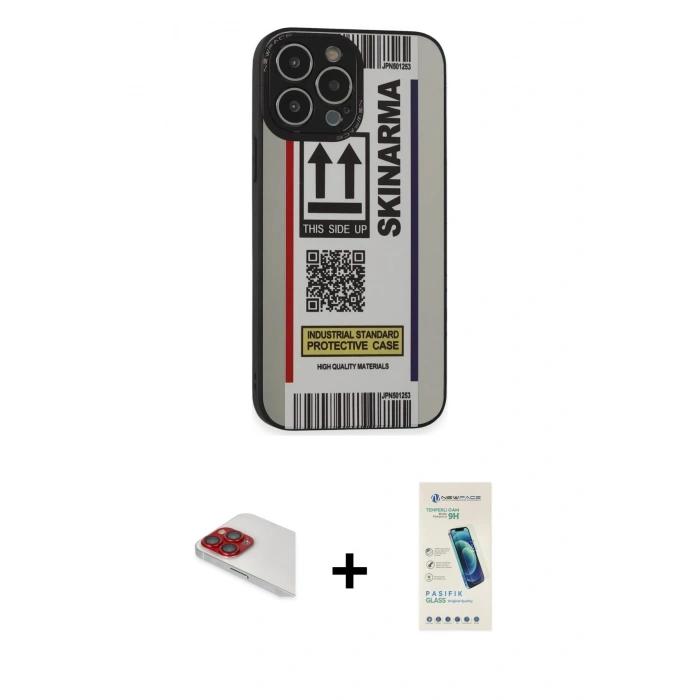 MARSİLYAN™- iPhone 13 Pro Max Kılıf Odak Klasik Serisi - Şeffaf Pasifik Cam Ekran Koruyucu + Pers Alüminyum Kamera Lens - KI