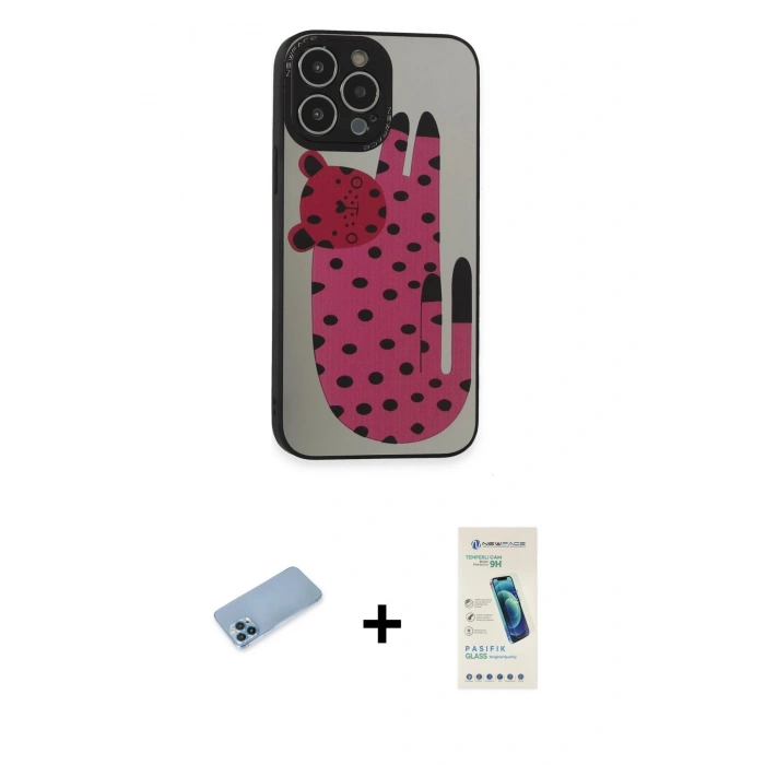 MARSİLYAN™- iPhone 13 Pro Max Kılıf Odak Klasik Serisi - Şeffaf Pasifik Cam Ekran Koruyucu + Shine Kamera Lens Koruma Cam - MI