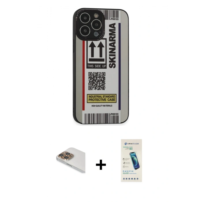 MARSİLYAN™- iPhone 13 Pro Max Kılıf Odak Klasik Serisi - Şeffaf Pasifik Cam Ekran Koruyucu + Pers Alüminyum Kamera Lens - GD