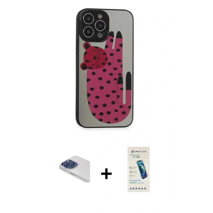 MARSİLYAN™- iPhone 13 Pro Max Kılıf Odak Klasik Serisi - Şeffaf Pasifik Cam Ekran Koruyucu + Pers Alüminyum Kamera Lens - LT