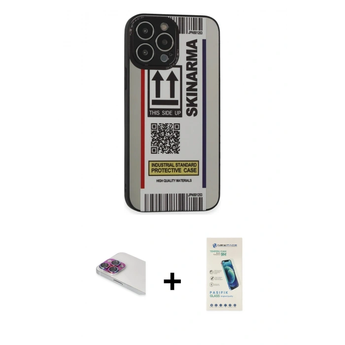 MARSİLYAN™- iPhone 13 Pro Max Kılıf Odak Klasik Serisi - Şeffaf Pasifik Cam Ekran Koruyucu + Pers Alüminyum Kamera Lens - GI