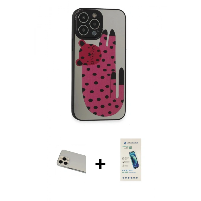 MARSİLYAN™- iPhone 13 Pro Max Kılıf Odak Klasik Serisi - Şeffaf Pasifik Cam Ekran Koruyucu + Rainbow Kamera Lens Koruma Cam - REGD