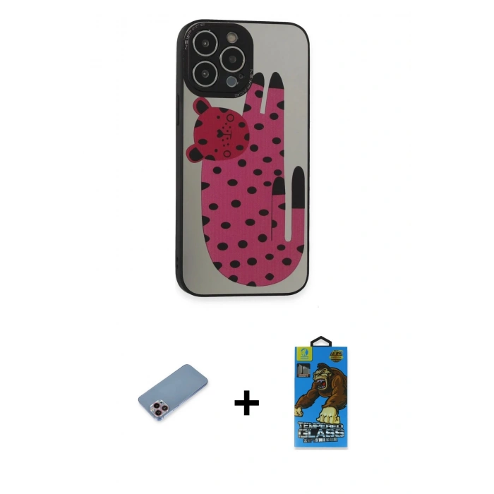 MARSİLYAN™- iPhone 13 Pro Max Kılıf Odak Klasik Serisi - Siyah 18D Cam Ekran Koruyucu + Shine Kamera Lens Koruma Cam - PE